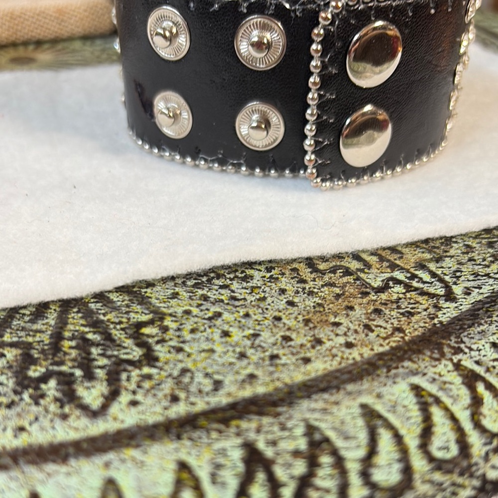 Black Studded Peace Sign Bracelet - Picture 4 of 13
